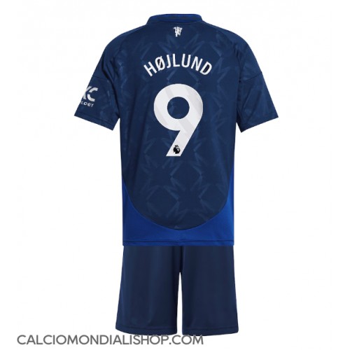 Maglie da calcio Manchester United Rasmus Hojlund #9 Seconda Maglia Bambino 2024-25 Manica Corta (+ Pantaloni corti)